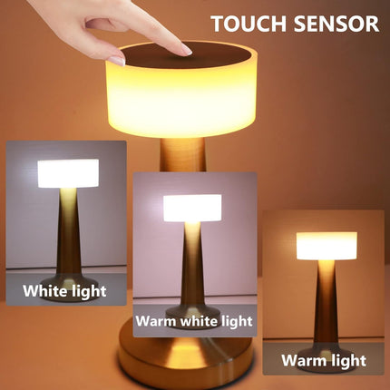 NYRWANA Table Lamp | 2000 mAh Battery | Lamps for Bedroom, Night Lamp, Table Lamp for Bedroom & Living Room, Bedside Lamp, Stepless Dimming, 3 Colour Touch Control, Wireless Charging - Metal (Gold) 