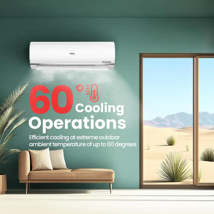 Haier 1.5 Ton 5 Star Triple Inverter Split AC (4850 W, Copper, 7 in 1 Convertible, 4-Way Swing, Frost Self Clean, HD Filter, Cools at 60°C, 20 Mtr. Air Throw - HSU18K-PYSS5BN-INV, 2024 Model - White) 