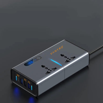 VANTRO Power Inverter/Laptop Charger with 3 USB (6.2A Max) & 1 C Type(1*27WPD) Smart USB Ports, Patented Technology 12-24V DC to 220V AC- Bonus Cigarette Lighter Port - Ideal for Car, Bus, and Truck Use Model:: P2 Pro 