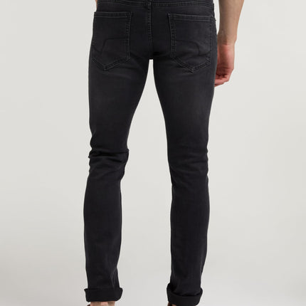Peter England Men's Premium Skinny Fit Stretchable Mid Rise Jeans Black, 30 
