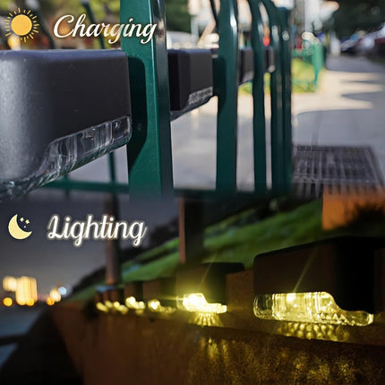 BRITSPEAR plastic Waterproof LED Solar Powered Deck Stair Outdoor Light for Railing, Wall Garden,Pathway, Backyard, Patio, and Balcony Decoration (4) 