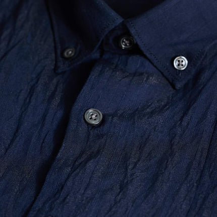 Snitch Men Cotton Blend Slim Fit Navy Casual Textured Shirts, 2XL 