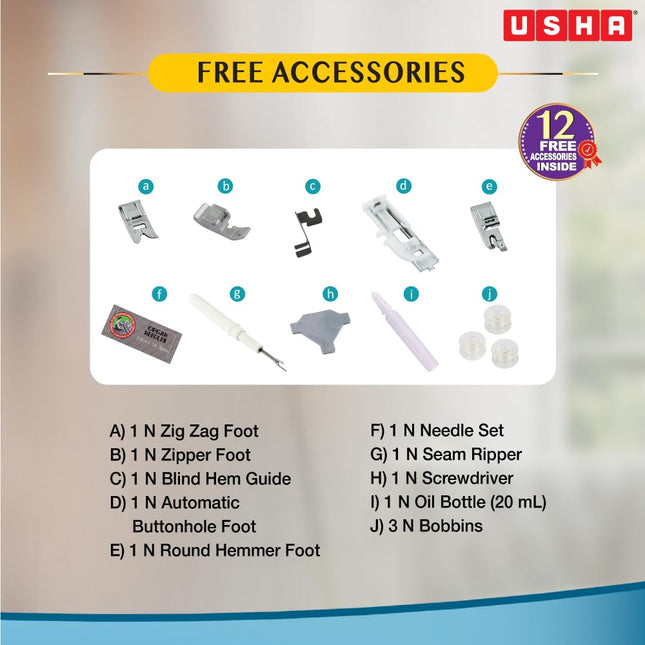 Usha Janome Automatic Stitch Magic Sewing Machine with 57 Stitch Function(White And Blue) 