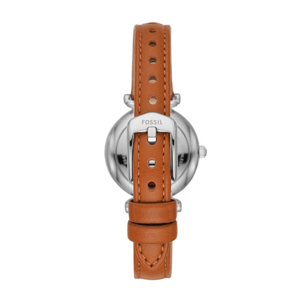 Fossil Women Leather Carlie Mini Analog Blue Dial Watch-Es4701, Band Color-Brown 