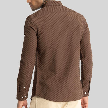 SNITCH Ludvig Light Brown Textured Shirts 