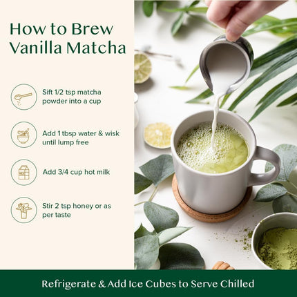 VAHDAM, Vanilla + Matcha Green Tea Powder - 50 g | Brew Delicious Vanilla Latte | Japanese Matcha Powder with 100% Natural