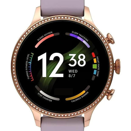DINACO Glorious Women's Rose Gold Smart Watch Talk 2 Bluetooth Calling Smartwatch with 3 Button, Hands On Voice Assistance HD Display, 14 Sports Modes with Puple Belt (Rose Gold) (2) 