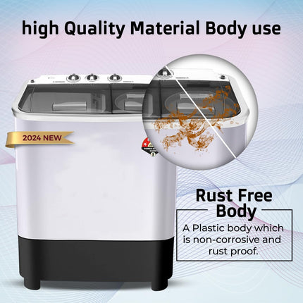 Power Guard 6.5 kg 5 Star Semi-Automatic Top Loading Washing Machine Appliance (2024 Model,PG65WM-Bk-OP, Black, Powerful Motor,Effective Wash Pulsator,1350 RPM & Castors) 