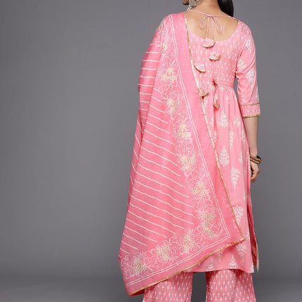 Libas Women's Pure Cotton Kurta Sets (34251_Pink 
