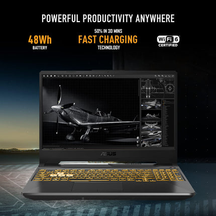 ASUS TUF Gaming A15, 15.6" FHD 16:9 144Hz 250nits, AMD Ryzen 5 7535HS Processor, Gaming Laptop (16GB RAM/512GB SSD/NVIDIA GeForce RTX 3050/Windows 11/Office 2021/Graphite Black/2.3 Kg),FA566NC-HN083WS 