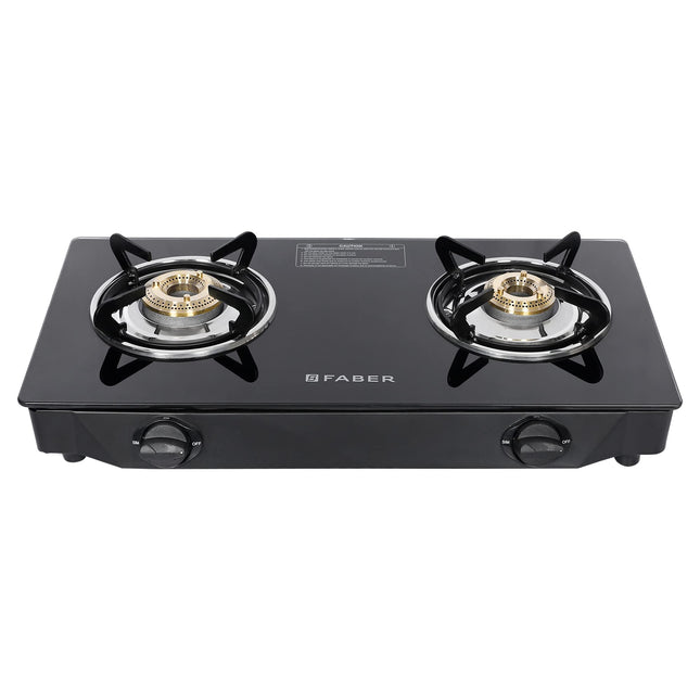 Faber 2 Burner Gas Stove (Arrow�2BB BK) Manual Ignition, Black 