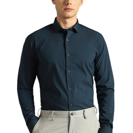 Louis Philippe Men's Solid Slim Fit Shirt (LASFASSPM79184_Blue 