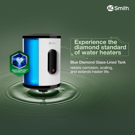 AO Smith Geyser 25 Litre 5 Star BEE Rating | 2KW | Storage Water Heater With 2X Corrosion Resistant Blue Diamond Glass Tank | Warranty: 7 Yr Tank, 3 Yr heating element & 2 Yr Overall | VAS PLUS 25L 