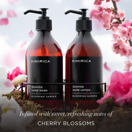 Kimirica Blooming Garden Hand Wash & Winter Hand Lotion Duo Caddy Set 100% Vegan & Paraben Free | Long Lasting fragrance Hand Lotion | Luxury Gift set | Premium Gift Set (300mlx2) 