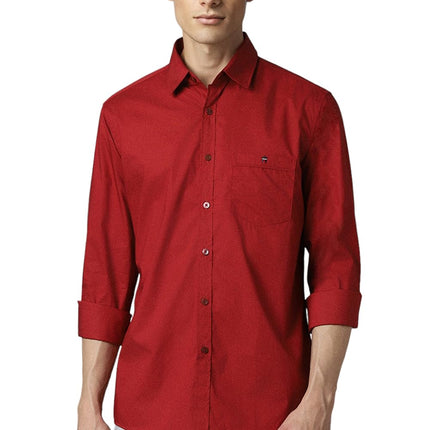 Louis Philippe Men's Slim Fit Shirt (LYSFSSLFL89977_Red 