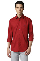 Louis Philippe Men's Slim Fit Shirt (LYSFSSLFL89977_Red 