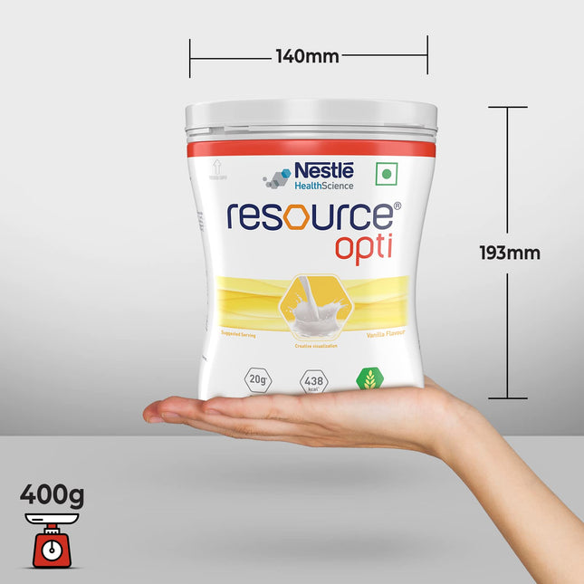 Nestle Health Science, Resource, Opti, Food For Dietary Management, Vanilla Flavour- 400g, Pet Jar 