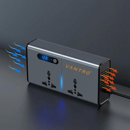 VANTRO Power Inverter/Laptop Charger with 3 USB (6.2A Max) & 1 C Type(1*27WPD) Smart USB Ports, Patented Technology 12-24V DC to 220V AC- Bonus Cigarette Lighter Port - Ideal for Car, Bus, and Truck Use Model:: P2 Pro 