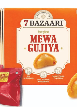 7 BAZAARI Mewa Gujiya – Traditional Indian Holi Sweet, 6 Piece Pack, Rich in Flavor and Authentic Taste Natural ingredients made with real nuts and dry fruits 