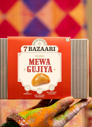 7 BAZAARI Mewa Gujiya – Traditional Indian Holi Sweet, 6 Piece Pack, Rich in Flavor and Authentic Taste Natural ingredients made with real nuts and dry fruits 