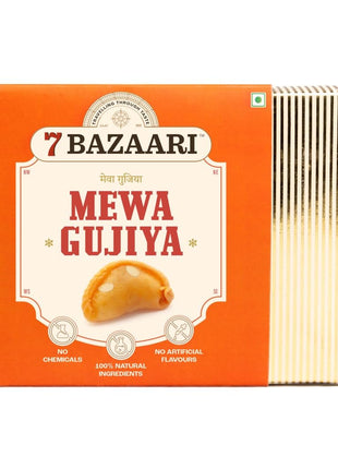 7 BAZAARI Mewa Gujiya – Traditional Indian Holi Sweet, 6 Piece Pack, Rich in Flavor and Authentic Taste Natural ingredients made with real nuts and dry fruits 