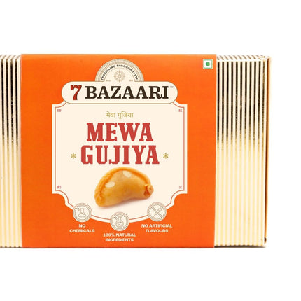 7 BAZAARI Mewa Gujiya – Traditional Indian Holi Sweet, 6 Piece Pack, Rich in Flavor and Authentic Taste Natural ingredients made with real nuts and dry fruits 