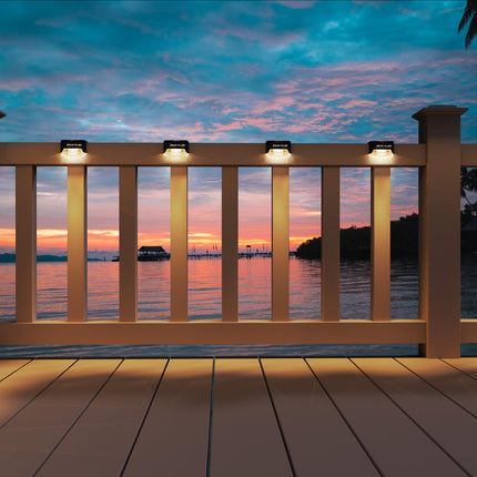 JACKYLED 16 Pack, Step Lights Waterproof LED Solar Power Outdoor Fence Light for Deck Stair Railing, Outside Lighting for Wall Garden Backyard Patio Balcony Decor, ABS, White, 79 x 43 x 48 mm 