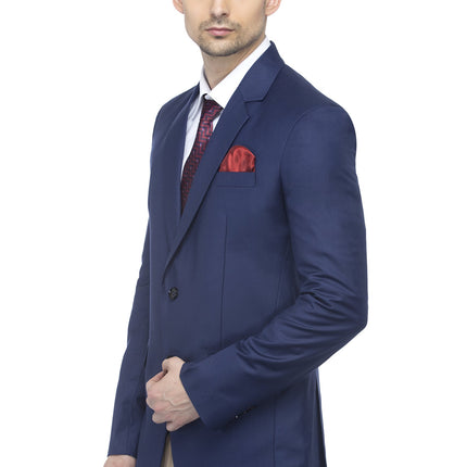 FAVOROSKI Designer Men's Slim Fit Notched Lapel Single Breasted Solid Blazer, Navy Blue (FAVBL161134-NBLUE-5XL) 