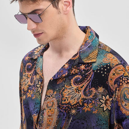 SNITCH Black Printed Box Fit Half Sleeve Oversized Shirts 