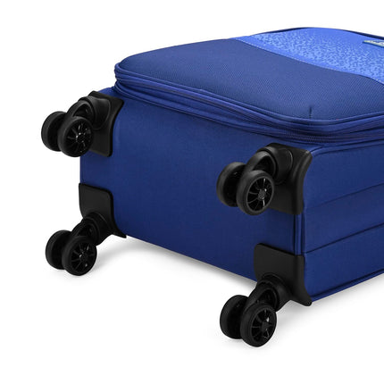 Aristocrat Drift Cabin Expander Trolley Bag 55cm | Small | Soft Luggage | Smooth 8-Wheel Suitcase | Secure Combination Lock with Sturdy Zipper | Robust Construction | 5-Year Warranty (Blue) 