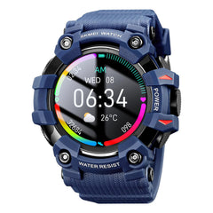 SKMEI New Launch Sport Smartwatch Full Touch Screen Dial, Zinc Alloy Frame ABS Case Men's Watch, TPU Rubber Blue Color Band, Bluetooth, Heart Rate, Blood Pressure & Oxygen Detection-S231 (Blue) 