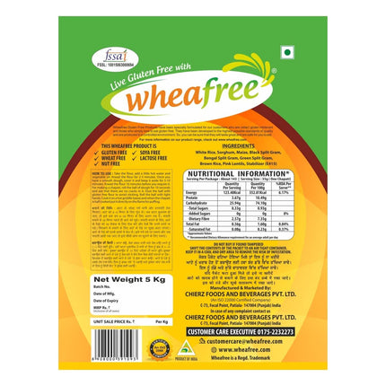 Wheafree Multigrain Gluten Free Atta (5Kg) (Pack of 1) | Soya Free | Lactose Free | Easy to Digest | Suitable for Celiacs | Healthy and Tasty | Vegetarian 