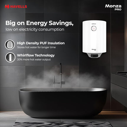 Havells Monza Pro 10L Storage Water Heater(Geyser)|Faster Heating|Safer to use|Saves electricity|Engineered for Hard Water|Endurashield Coated Anti Rust Tank|Whirlflow Technology|High Rise suitable 