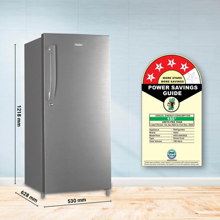 Haier 190 L, 4 Star, Direct Cool Single Door Refrigerator (HED-204DS-P, Dazzle Steel, 2024 Model) 