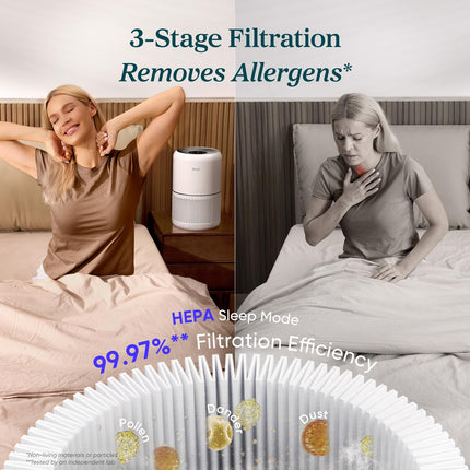 LEVOIT Air Purifier for Home Allergies and Pets Hair Smokers in Bedroom, H13 True HEPA Filter, 24db Filtration System Cleaner Odor Eliminators, Remove 99.97% Dust Smoke Mold Pollen, Core 300, White 