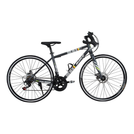 Make 700C Road Bike | 14-Speed Shimano Gear System | Dual Disc Brakes | Lightweight Alloy Rims | Durable 18-Inch Steel Frame | Unisex Bicycle for Sports & Fitness | Easy Assembly, Sleek Black Design 
