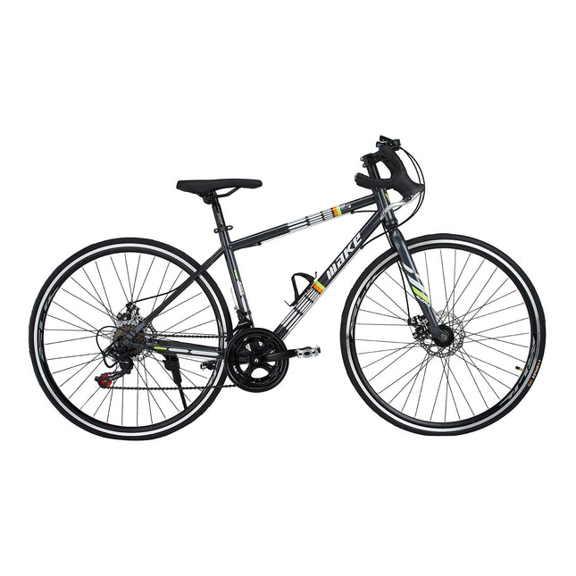 Make 700C Road Bike | 14-Speed Shimano Gear System | Dual Disc Brakes | Lightweight Alloy Rims | Durable 18-Inch Steel Frame | Unisex Bicycle for Sports & Fitness | Easy Assembly, Sleek Black Design 