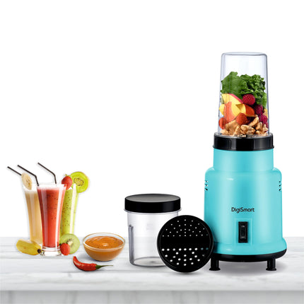 DIGISMART Nutri Mixer Grinder With 2 Jar | 500 Watt | Long Lasting Shock Proof Abs Body | Heavy Duty Motor Multi Purpose Blade Come With 1 Years Warranty (Blue) 