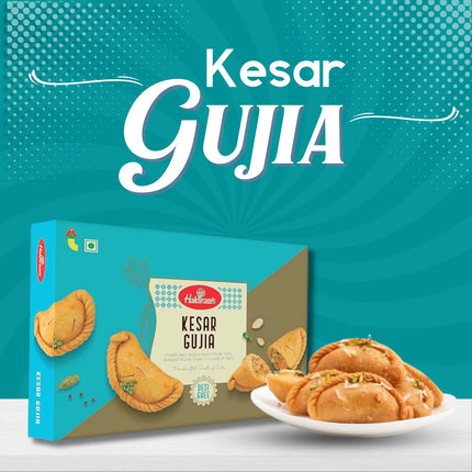 Haldiram's Kesar Gujia 400g | Gujiya Sweets | Indian Mithai | Fresh Indian Traditional Mithai | Holi Gift Hamper | Fresh Products | Royal Saffron Flavor | Festive Sweet Gift Box | Mithai for All Occasion 