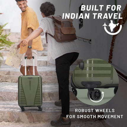 Aristocrat Cabin Polypropylene (PP) Airpro 55 Cm(Small) 8 Wheels Trolley Bags for Travel Hard Case Luggage,Lightweight Bag with Combination Lock & Robust Spinner Trolley with 7 Years Warranty (Green) 