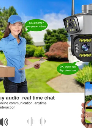 TP Plus 6MP WiFi Dual Lens Outdoor PTZ CCTV Camera 360 Degree View Night Vision