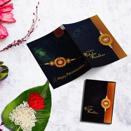 DeoDap Rakhi For Brother Set Of 1 with Silver Color Pooja Coin, Rakhi With Greeting Card, Rakhi For Kids, Brother And Bhabhi, Rakhi With Chocolate, Sweets, Rakhi With Gift, Rakhi Combo (K1_531_SP) 