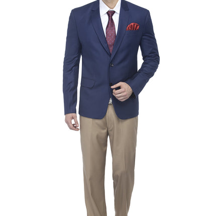 FAVOROSKI Designer Men's Slim Fit Notched Lapel Single Breasted Solid Blazer, Navy Blue (FAVBL161134-NBLUE-5XL) 
