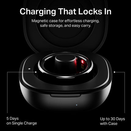 boAt New Launch SmartRing Active Plus, Auto Heart Rate, Sleep, SpO2, Stress & Skin Temperature Monitor, Stainless-Steel Build, Lightweight, 30-Days Battery, Magnetic Charging Case(9, Midnight Black) 