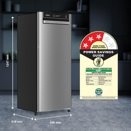 Whirlpool 192 L 3 Star Vitamagic PRO Frost Free Direct-Cool Single Door Refrigerator (215 VITAMAGIC PRO PRM 3S MAGNUM STEEL-Z Fridge, Silver, Auto Defrost Technology, 2024 Model) 