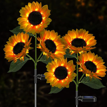 Homehop Solar Light Outdoor 30 Led 3 Sunflowers in One Plant for Garden, Outdoor, Home, Pathway, Balcony, Landscape, Automatic On/Off Decorative Lamp (ABS Pack of 1) 
