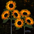 Homehop Solar Light Outdoor 30 Led 3 Sunflowers in One Plant for Garden, Outdoor, Home, Pathway, Balcony, Landscape, Automatic On/Off Decorative Lamp (ABS Pack of 1) 