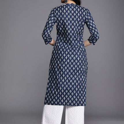 Libas Women's Cotton Regular Kurta (26458_Blue 