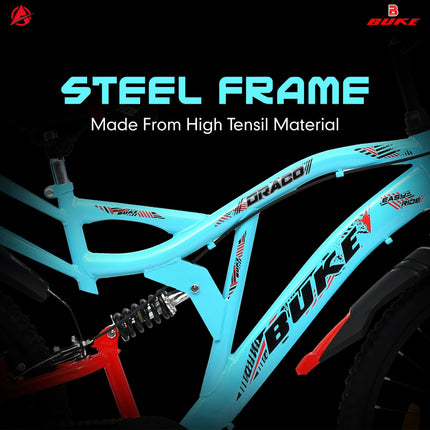 Avon Buke Draco 26T MTB Bicycles for Men |Frame Size: 18.5 Inches|Wheel Size: 26 Inches|Short Bent Handle Bars|Rigid Fork with Caliper Break with Centre Frame/Steel Rim(Matt Glossy Sky Blue) 