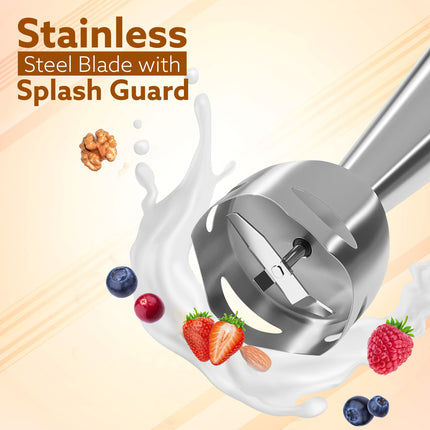 AGARO Regency Hand Blender, 600W, Variable Speed Modes & Speed Regulator, Stainless Steel Body & Blades, For Mixing, Blending. 